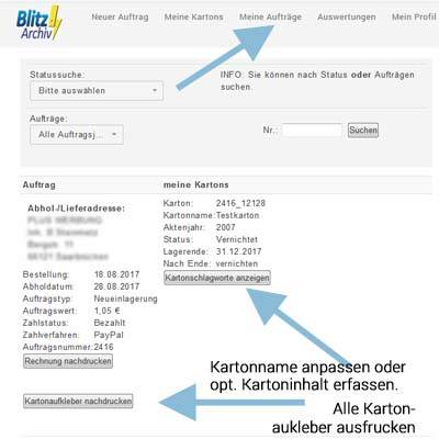 BlitzArchiv - Packen, ControlCenter